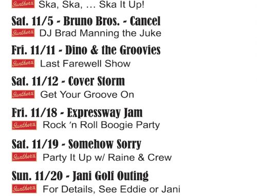 November 2022 Bands and Events for Gunther’s