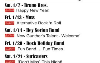 January 2023 Gunther's Band Schedule