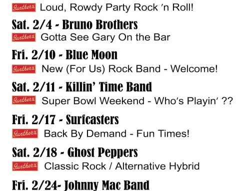 February 2023 Bands and Events