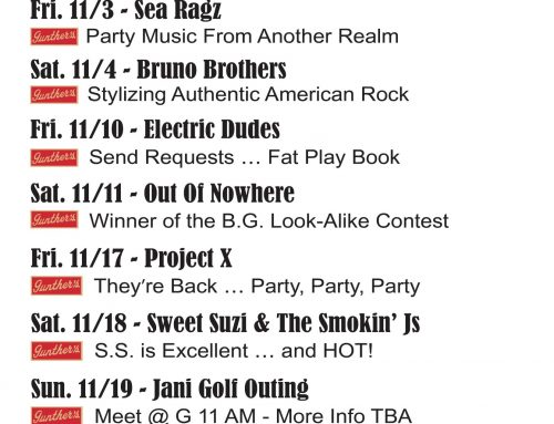 November Bands and Events @ Gunther’s 2023