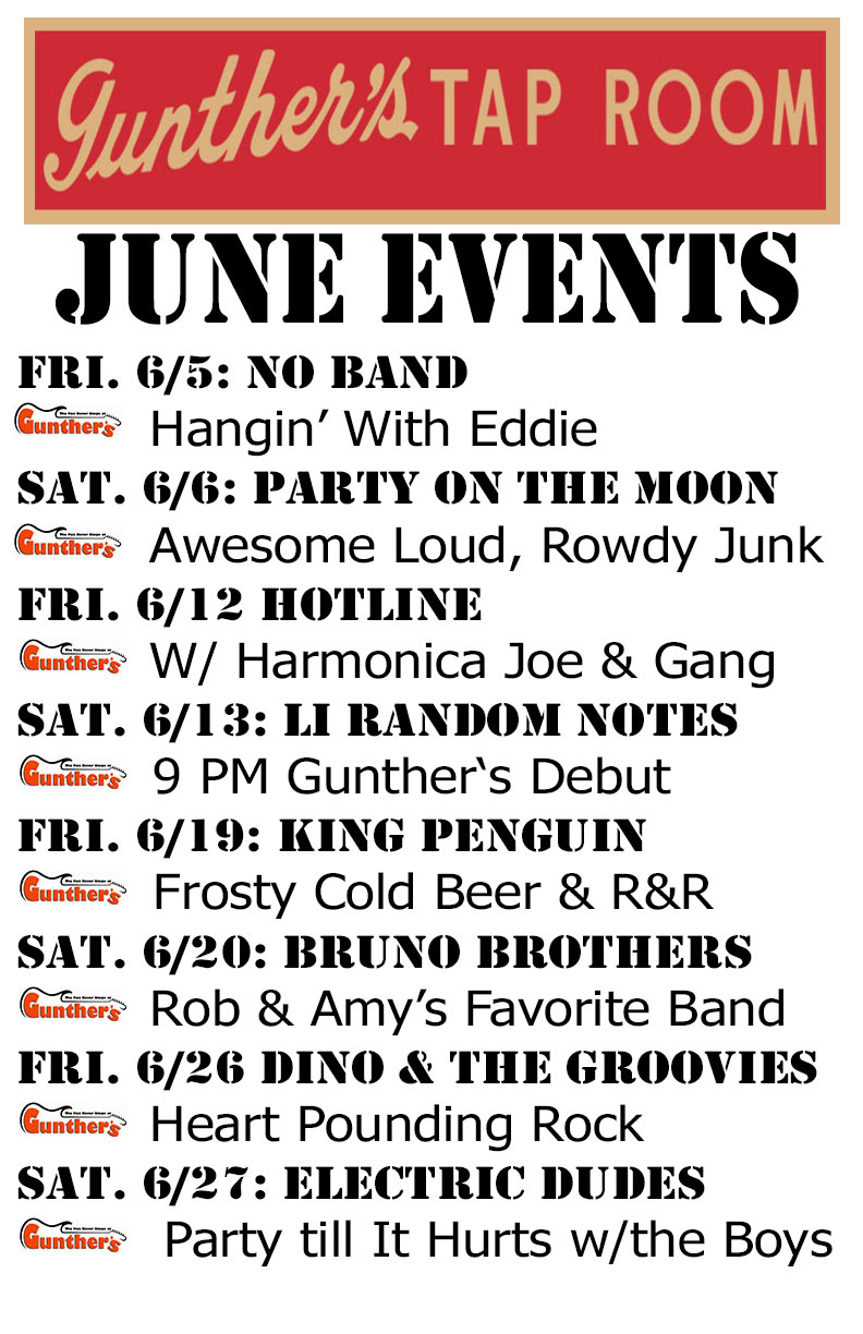 June 2015 Events And Happenings Gunthers Tap Room Bar Northport NY