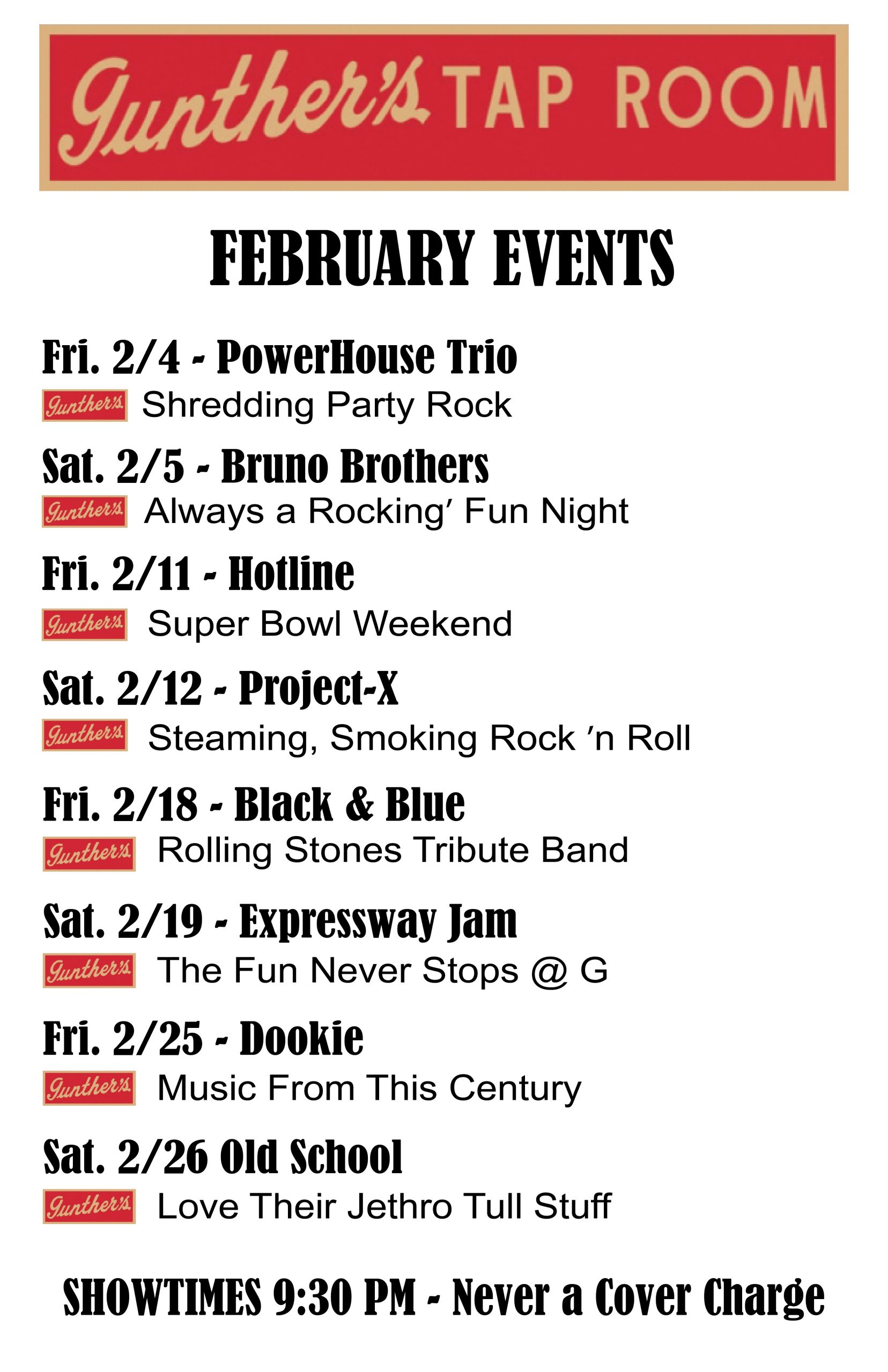 February 2022 Bands and Events